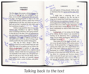 An open book with annotation marked
